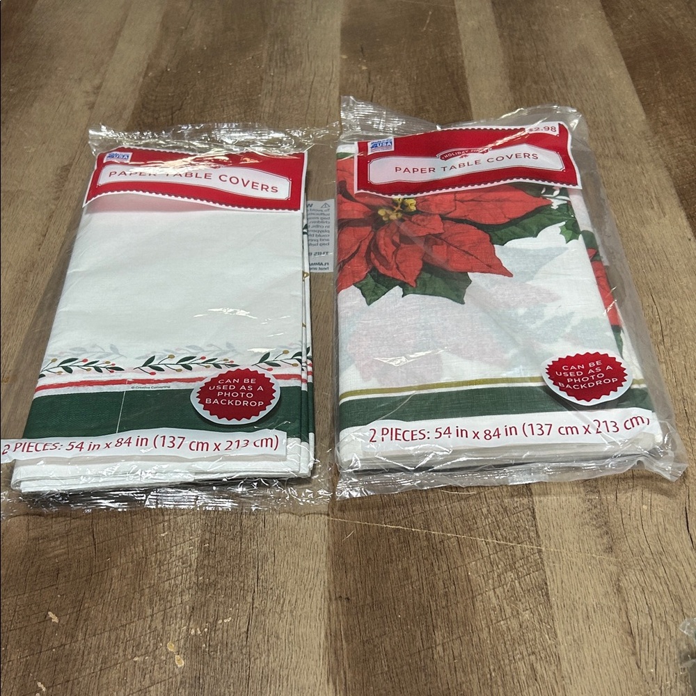 Paper Holiday Time Red and Green Table Covers 54”x 84” Set of 2